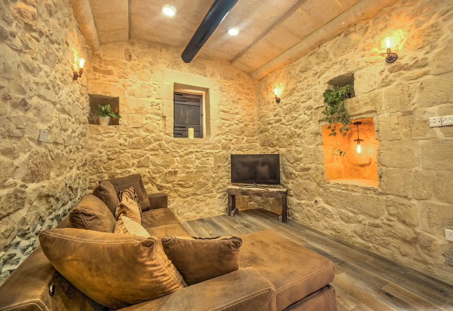 Lounge area at The Bunker in Gozo